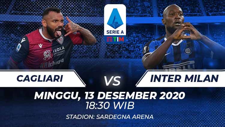 Berikut prediksi pertandingan Liga Italia 2020/21 antara Cagliari vs Inter Milan, Minggu (13/12/20). Copyright: © Grafis:Frmn/Indosport.com