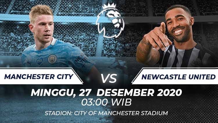 Prediksi pertandingan Liga Inggris antara Manchester City vs Newcastle United, Minggu (27/12/20). Copyright: © Grafis:Frmn/Indosport.com