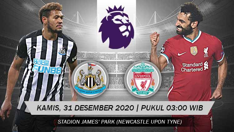 Berikut link live streaming pertandingan pekan ke-16 Liga Inggris 2020-2021 antara Newcastle United vs Liverpool, Kamis (31/12/20) mulai pukul 03:00 WIB Copyright: © Grafis: Yanto/Indosport.com