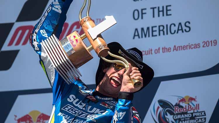 Pembalap Team Suzuki Ecstar asal Spanyol, Alex Rins, juara pada Grand Prix of Americas 2019. Copyright: © Mirco Lazzari gp/Bongarts/Getty Images