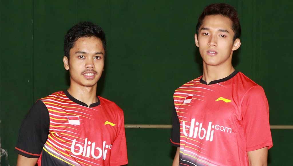 Tunggal putra andalan Indonesia, Anthony Ginting dan Jonatan Christie. Copyright: © badmintonindonesia.org