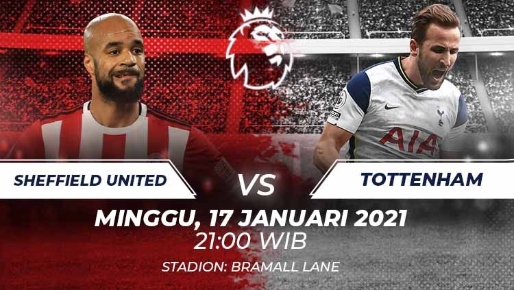 Pertandingan Liga Inggris 2020/21 pekan ke-19 akan menampilkan laga menarik antara Sheffield United vs Tottenham Hotspur yang dimainkan di Bramall Lane. Copyright: © Grafis:Frmn/Indosport.com