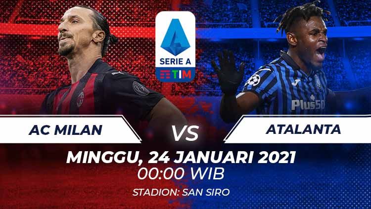 Berikut kami telah susun duel antarlini laga AC Milan vs Atalanta pada pekan ke-19 Liga Italia di Stadion San Siro, Minggu (24/01/21) dini hari WIB. Copyright: © Grafis:Frmn/Indosport.com