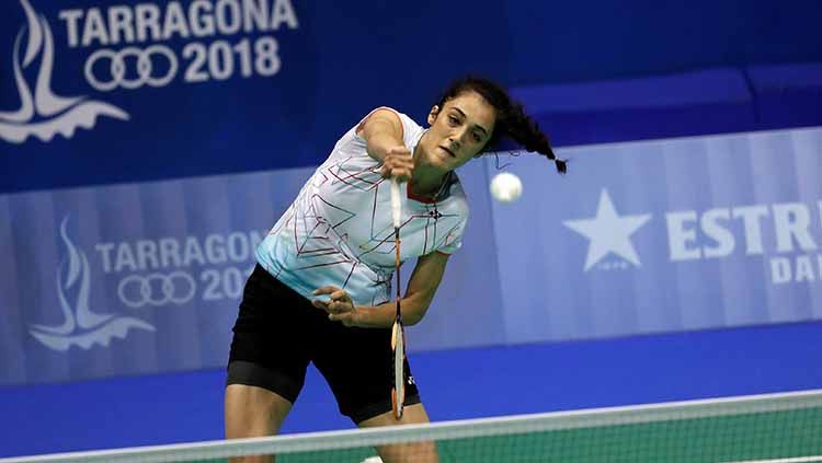 Pebulutangkis unggulan keenam Michelle Li langsung tersingkir di babak 32 besar Indonesia Masters 2021 usai dikandaskan tunggal putri Turki, Neslihan Yigit. Copyright: © Burak Akbulut/Anadolu Agency/Getty Images