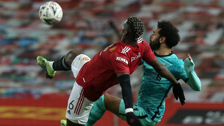 Duel Paul Pogba dan Mohamed Salah di laga Piala FA MU vs Liverpool Copyright: © twitter.com/ManUtd
