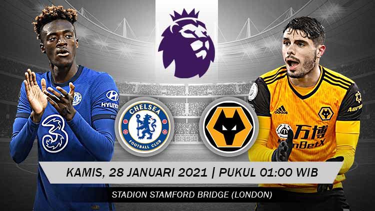 Prediksi pertandingan pekan ke-20 Liga Inggris 2020-2021 antara tuan rumah Chelsea berhadapan dengan Wolverhampton yang digelar di Stadion Stamford Bridge. Copyright: © Grafis:Yanto/Indosport.com