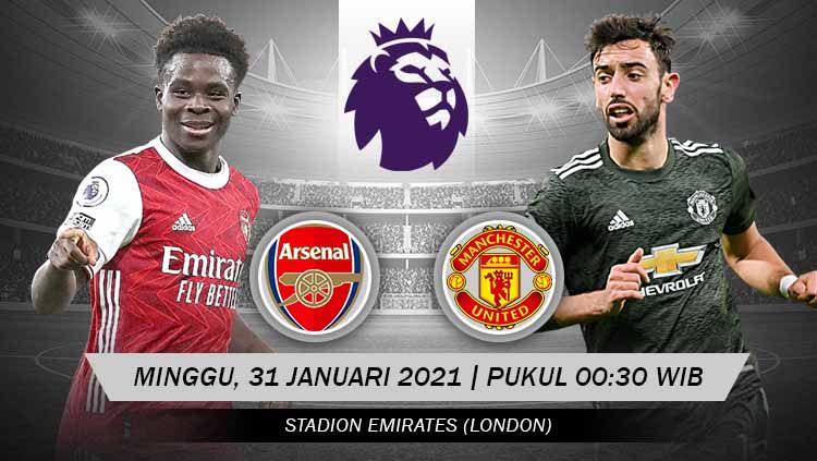 Arsenal akan menjamu lawan kuat Manchester United pada pertandingan pekan ke-21 Liga Inggris 2020-2021 di Emirates Stadium, Minggu (31/01/21) dini hari WIB. Copyright: © Grafis:Yanto/Indosport.com
