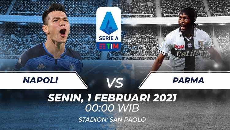 Prediksi pertandingan Serie A Liga Italia antara Napoli vs Parma yang akan berlangsung pada hari Senin (01/02/21) dini hari WIB. Copyright: © Grafis:Frmn/Indosport.com