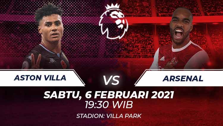 Berikut link live streaming pekan ke-23 Liga Inggris 2020/21 antara Aston Villa vs Arsenal pada Sabtu (06/02/21) pukul 19:30 WIB. Copyright: © Grafis:Frmn/Indosport.com
