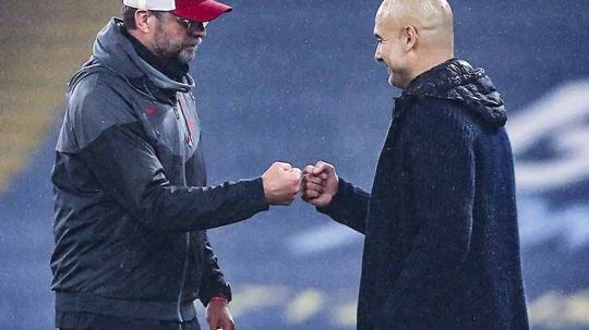 Jurgen Klopp dan Pep Guardiola 2. Copyright: © Martin Rickett/PA Images via Getty Images