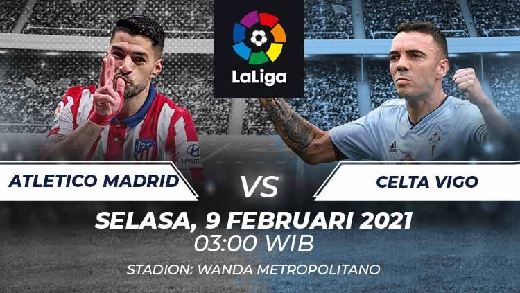 Berikut link live streaming pertandingan pekan ke-22 LaLiga Spanyol 2020/2021 antara Atletico Madrid vs Celta Vigo, Selasa (08/02/21) pukul 03:00 dini hari WIB. Copyright: © Grafis:Frmn/Indosport.com