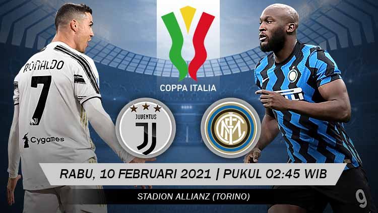 Juventus akan menjamu Inter Milan di leg kedua semifinal Coppa Italia, Rabu (10/02/21) dini hari. Berikut deretan data dan fakta jelang laga tersebut. Copyright: © Grafis:Yanto/Indosport.com