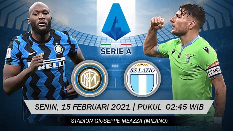 Berikut prediksi Serie A Liga Italia 2020/21 pekan ke-22 di mana ada laga antara Inter Milan vs Lazio pada Senin (15/02/21) pukul 02:45 dini hari WIB. Copyright: © Grafis:Yanto/Indosport.com