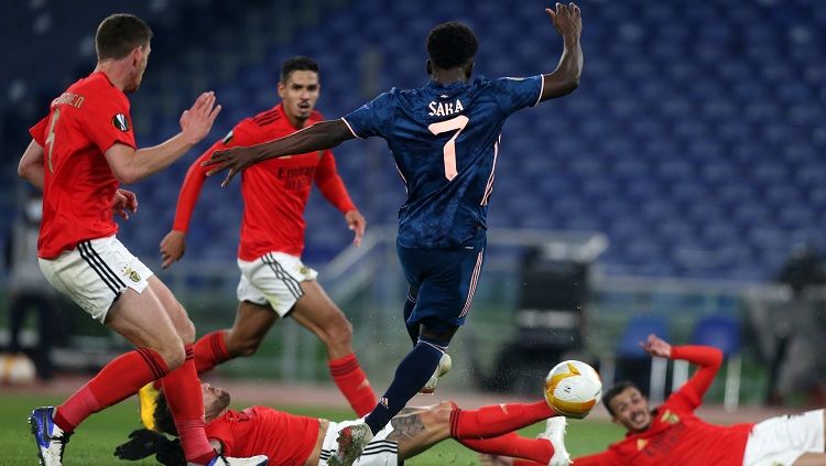 Pertandingan Liga Europa antara Benfica vs Arsenal, Kamis (18/2/21). Copyright: © Europa League