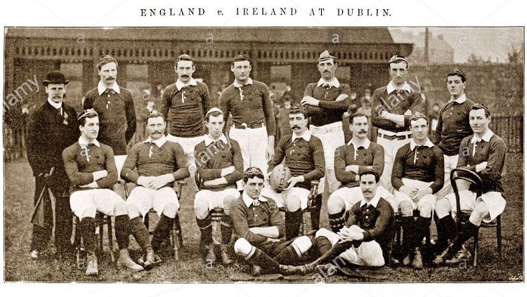 Pertandingan British Home Championship antara Inggris vs Irlandia, 20 Februari 1897. Copyright: © Alamy