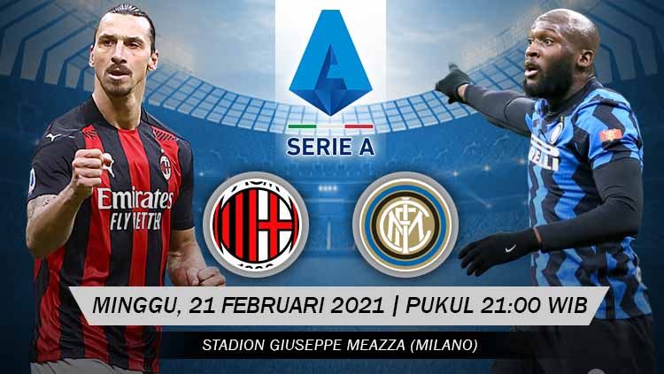 AC Milan akan menghadapi Inter Milan di Serie A Italia, Minggu (21/02/21). Situasi menarik terjadi karena kedua tim mengalami nasib berbeda jelang laga ini. Copyright: © Grafis:Yanto/Indosport.com