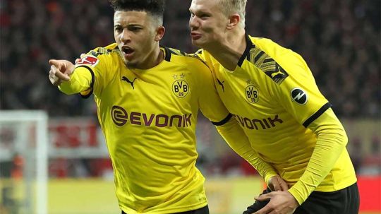 Jadon Sancho dan Erling Haaland, pemain Borussia Dortmund. Copyright: © Lars Baron/Bongarts/Getty Images