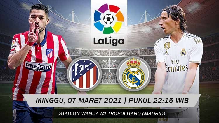 Link live streaming pertandingan lanjutan pekan ke-26 kompetisi LaLiga Spanyol antara Atletico Madrid vs Real Madrid. Copyright: © Grafis:Yanto/Indosport.com