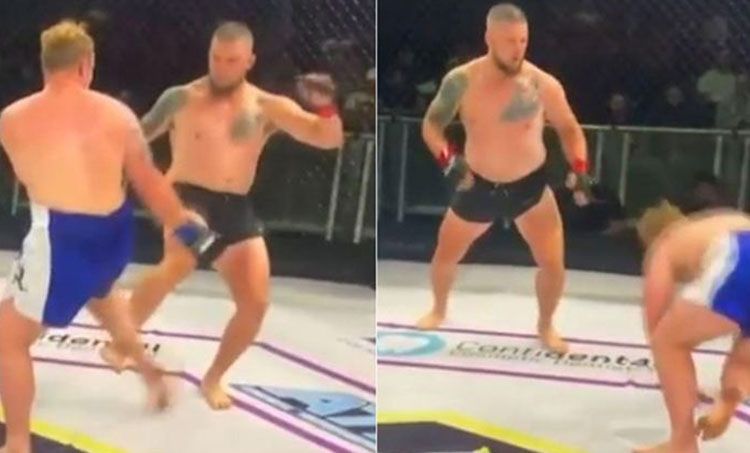 Insiden patah kaki Dean Maxwell lawan Randal Rayment. Copyright: © MMAFighting.com
