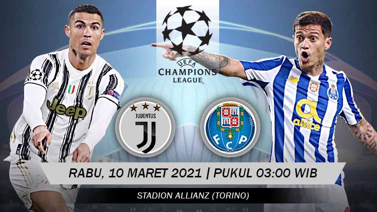 Prediksi pertandingan Juventus vs Porto di leg kedua babak 16 besar Liga Champions 2020-2021 di J Stadium, Rabu (10/3/21) pukul 03.00 WIB. Copyright: © Grafis:Yanto/Indosport.com