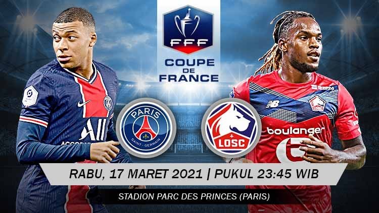 Berikut link live streaming pertandingan babak 16 besar Coupe de France atau Piala Prancis antara Paris Saint-Germain (PSG) vs Lille. Copyright: © Grafis:Yanto/Indosport.com