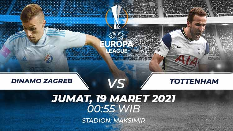Prediksi pertandingan leg kedua babak 16 besar Liga Europa 2020-2021 yang menampilkan pertandingan yang menarik antara Dinamo Zagreb vs Tottenham Hotspur. Copyright: © Grafis:Frmn/Indosport.com