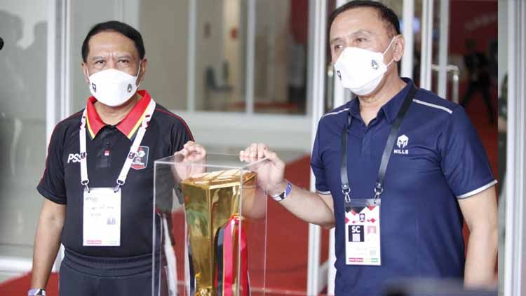 Keterangan pers ketum pssi Mochamad Iriawan dan Menpora Zainudin Amali soal kesiapan jelang kick off Piala Menpora 2021.2 Copyright: © Herry/Indosport