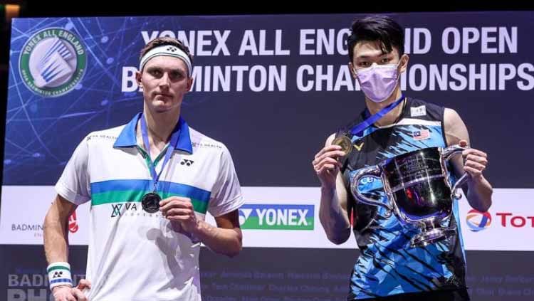 Viktor Axelsen berhasil revans dari Lee Zii Jia di perempat final Denmark Open 2021 Copyright: © Badminton Photo