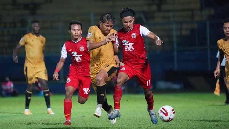 Laga Persija saat melawan Bhayangkara FC pada laga ketiga grup B Piala Menpora 2021 di Stadion Kanjuruhan Malang. Copyright: © Media Persija