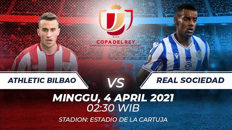 Berikut link live streaming pertandingan final Copa del Rey 2020 yang akan mempertemukan Athletic Bilbao vs Real Sociedad. Copyright: © Grafis:Frmn/Indosport.com