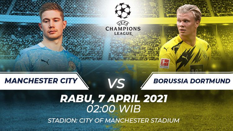 Berikut link live streaming pertandingan Liga Champions antara Manchester City vs Borussia Dortmund. Copyright: © Grafis:Frmn/Indosport.com