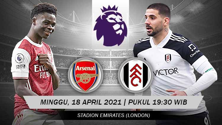 Berikut link live streaming pertandingan pekan ke-32 Liga Inggris 2020-2021 antara Arsenal vs Fulham hari ini, Minggu (18/04/21) pukul 19.30 WIB. Copyright: © Grafis:Yanto/Indosport.com