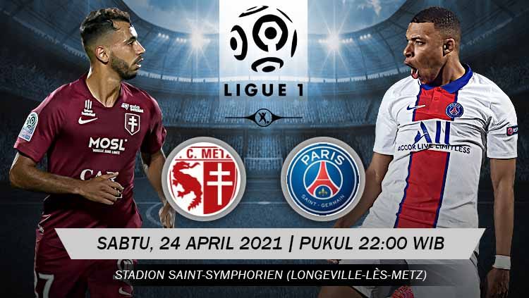 Berikut prediksi pertandingan pekan ke-34 Ligue 1 Prancis 2020-2021 yang menampilkan pertandingan menarik antara Metz vs Paris Saint-Germain (PSG). Copyright: © Grafis: Yuhariyanto/INDOSPORT