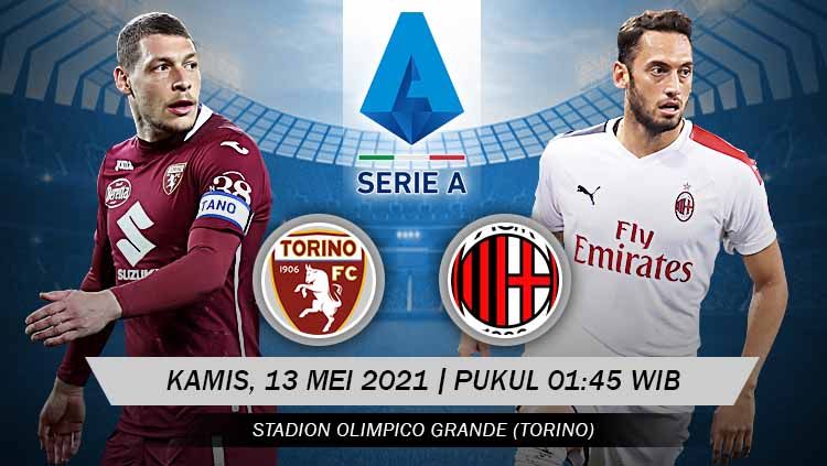 Prediksi pertandingan Torino vs AC Milan, Kamis (13/05/21) dini hari WIB. Copyright: © Grafis:Yanto/Indosport.com