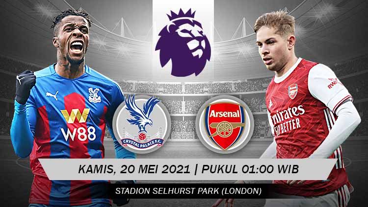 Berikut link live streaming pertandingan lanjutan Liga Inggris 2020/21 pekan ke-37 antara Crystal Palace vs Arsenal. Copyright: © Grafis:Yanto/Indosport.com