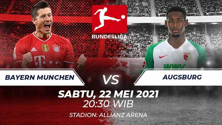 Berikut prediksi pertandingan lanjutan pekan ke-34 Bundesliga Jerman 2020-2021 antara Bayern Munchen vs Augsburg yang akan berlangsung pada Sabtu (22/5/21) Copyright: © Grafis:Frmn/Indosport.com