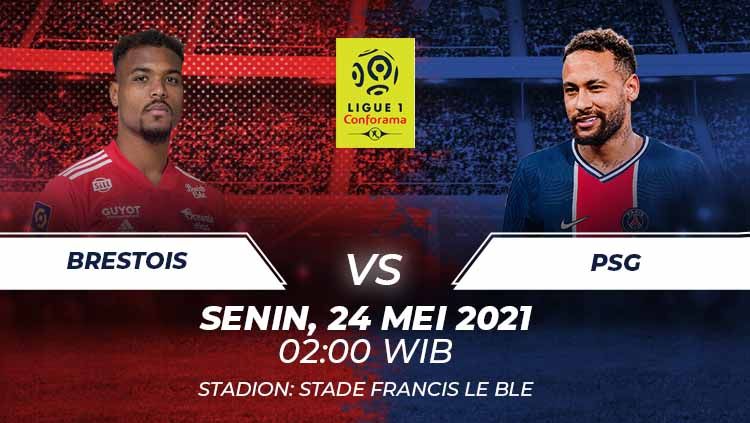 Berikut link live streaming pertandingan lanjutan Ligue 1 2020/21 pekan ke-38 antara Brest vs Paris Saint-Germain (PSG). Copyright: © Grafis:Frmn/Indosport.com