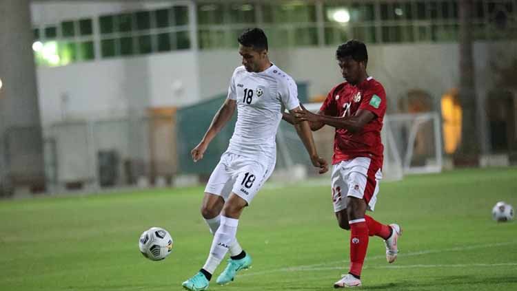 Laga uji coba antara Timnas Indonesia vs Afghanistan di Iranian Club Stadium, Dubai, Uni Emirat Arab (UEA), Selasa (25/05/21). Copyright: © Muhammad Irvan/PSSI