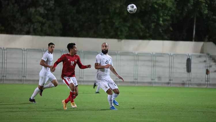 Laga  uji coba Timnas Indonesia vs Afghanistan di Iranian Club Stadium, Dubai, Uni Emirat Arab (UEA), Selasa (25/05/21). Copyright: © Muhammad Irvan/PSSI