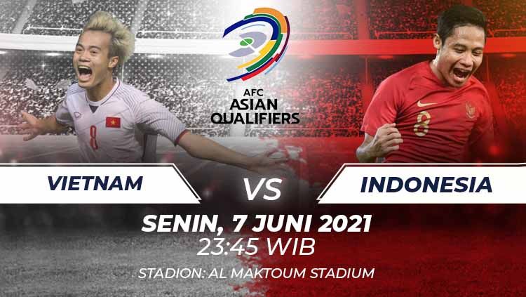 Timnas Indonesia akan bertemu Vietnam di Kualifikasi Piala Dunia 2022 Grup G zona Asia, Senin (07/06/21) di Stadion Al Maktoum Stadium, Dubai. Copyright: © Grafis:Frmn/Indosport.com