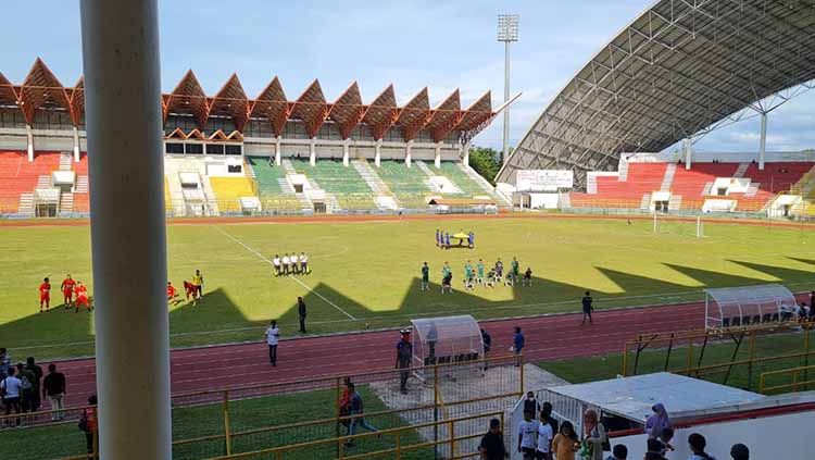 Suasana pertandingan laga uji coba Persiraja kontra PSMS di Stadion Harapan Bangsa, Banda Aceh, Minggu (27/06/21) sore. Copyright: © Dok Julius Raja.