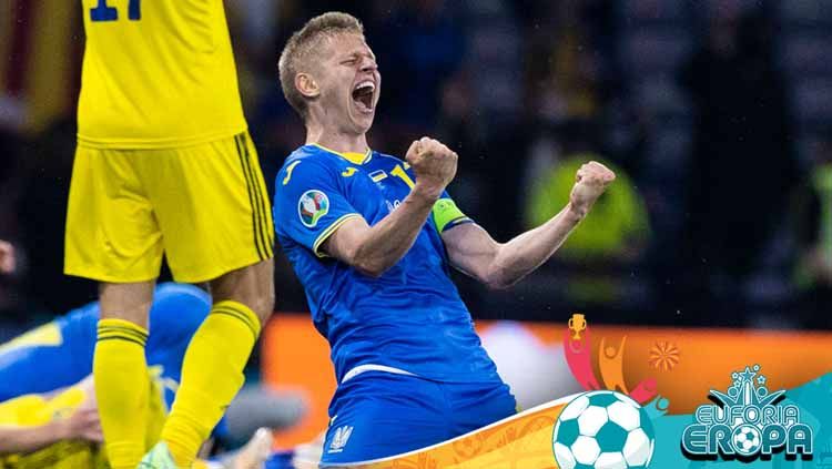 Selebrasi pemain Timnas Ukraina, Oleksandr Zinchenko. Copyright: © Craig Williamson/SNS Group via Getty Images