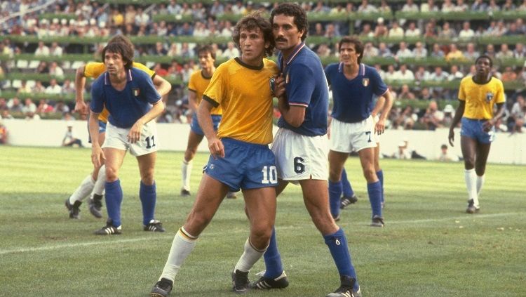 Pemandangan pertandingan Piala Dunia antara Italia versus Brasil, 5 Juli 1982. Copyright: © CBF