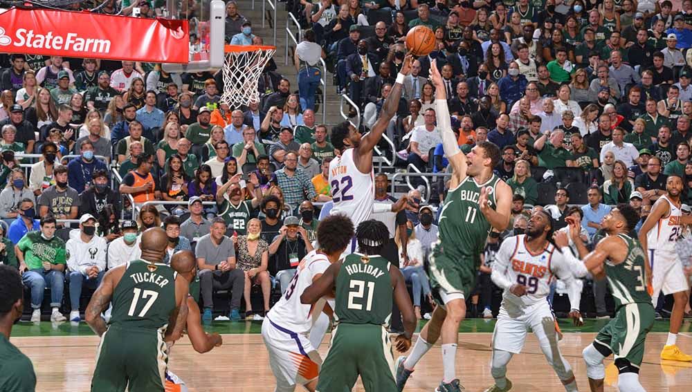 Final NBA 2021, Phoenix Suns vs Milwaukee Bucks. Copyright: © Jesse D. Garrabrant/NBAE via Getty Images