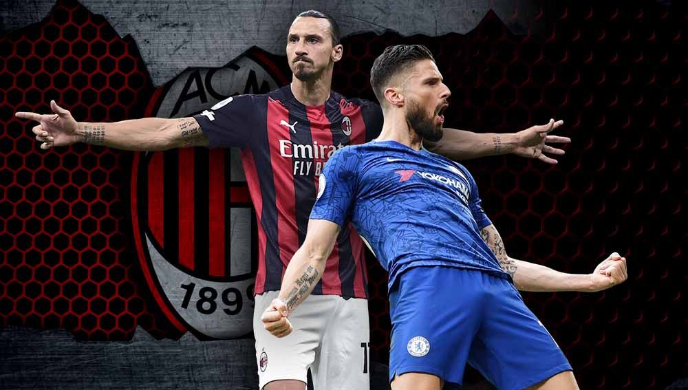 Ingin mewujudkan duet Zlatan Ibrahimovic - Olivier Giroud, klub AC Milan asuhan Stefano Pioli pun harus mengutak-atik formasi mereka. Copyright: © Grafis:Yanto/Indosport.com