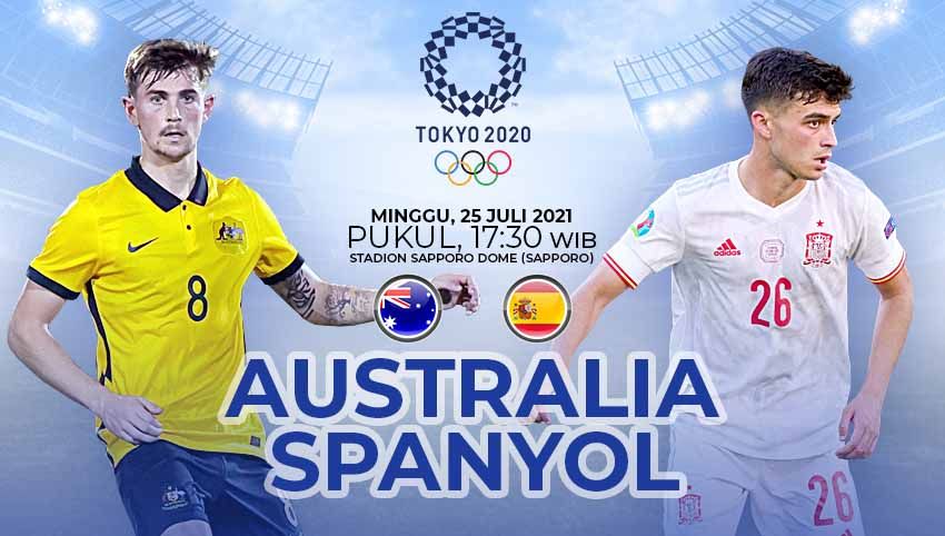Pertandingan antara Australia vs Spanyol (Olimpiade Tokyo). Copyright: © Grafis:Yanto/Football265.com