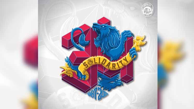 Logo dgn makna khusus diluncurkan Arema FC dalam memperingati HUT klub yang ke-34 tahun pada 11 Agustus 2021. Copyright: © MO Arema