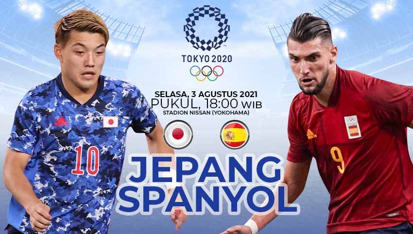 Berikut link live streaming pertandingan semi final sepak bola Olimpiade 2020 antara Jepang vs Spanyol. Copyright: © Grafis:Frmn/Indosport.com