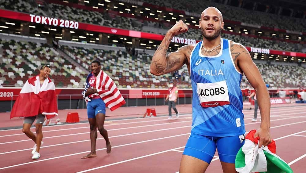 Lamont Marcell Jacobs, pemenang medali emas di Olimpiade Tokyo. Copyright: © Reuters/Cameron Spencer