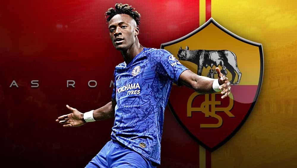 AS Roma meresmikan perekrutan Tammy Abraham dari Chelsea dengan banderol 34 juta Euro serta klausul buy back. Sang penyerang dikontrak 5 tahun oleh Giallorossi. Copyright: © Grafis:Yanto/Indosport.com